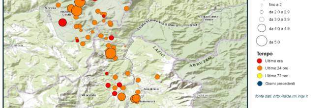 La mappa del sisma che ha colpito il Centro Italia 1