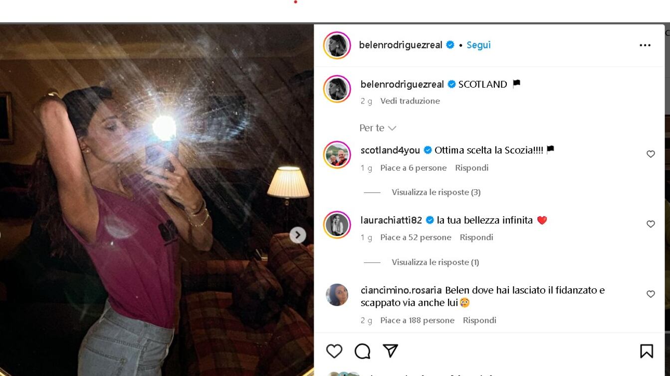 La fuga in Scozia e quel sospetto: Belen Rodriguez è tornata single?