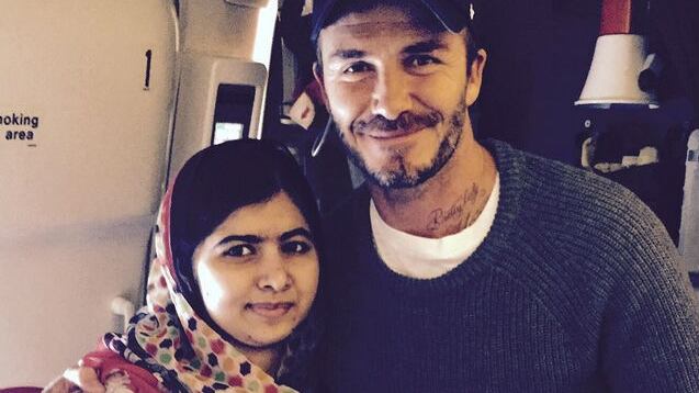 David Beckham pubblica una foto con Malala Yousafzai