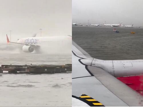 Dubai, aeroporto allagato dal temporale: aerei fanno aquaplaning | Video