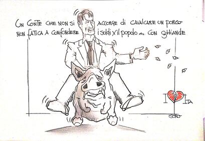 La vignetta del giorno: Conte confuso sul suo destriero 1