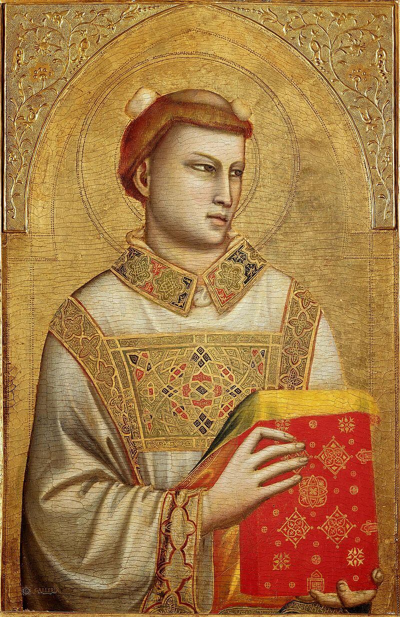 Santo Stefano, il cui martirio è raccontato negli Atti degli Apostoli, in una tavola di Giotto conservata al Museo Horne di Firenze (1330-1335 ca)
