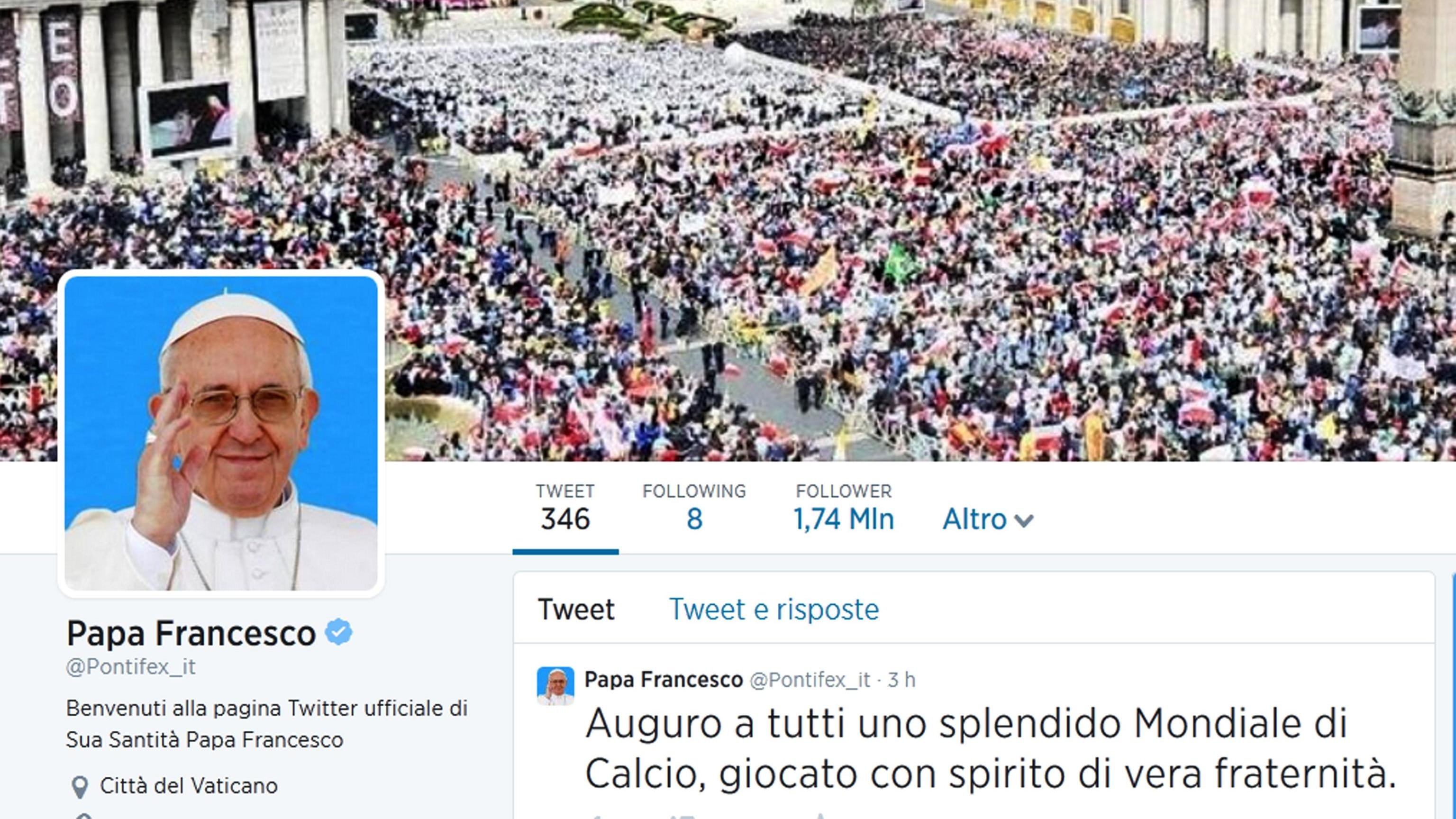 Video messaggio e tweet del Papa per l'inizio dei Mondiali