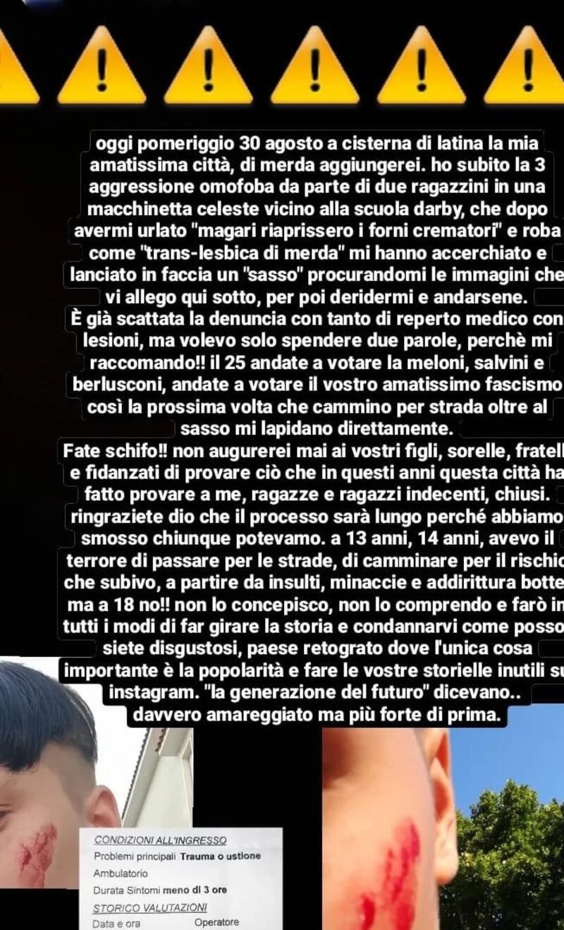 Ragazzo transgender aggredito