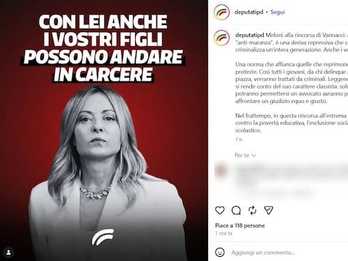 Pd choc sui social: “Meloni fa arrestare i vostri figli”
