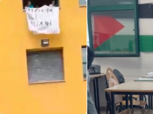 Puniscono chi espone lo striscione pro-Italia, ma fanno lezioni con le bandiere pro-pal: la follia al liceo Monti | Il video esclusivo