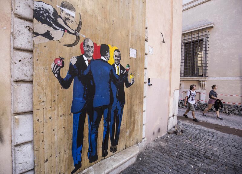 Di Maio, Zingaretti e Conte dipinti come le Tre Grazie 5