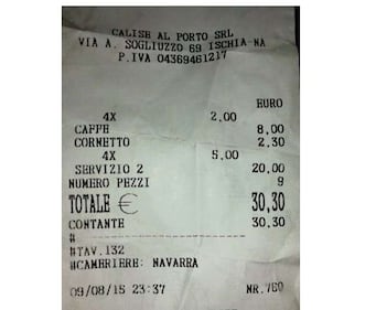 Scontrino su Facebook: 30 euro per 4 caffè e un cornetto 1