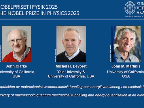 Nobel per la Fisica a Clarke, Devoret e Martinis per scoperte sul mondo quantistico