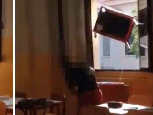 Mantova, gruppo di alunni lancia un banco dalla finestra