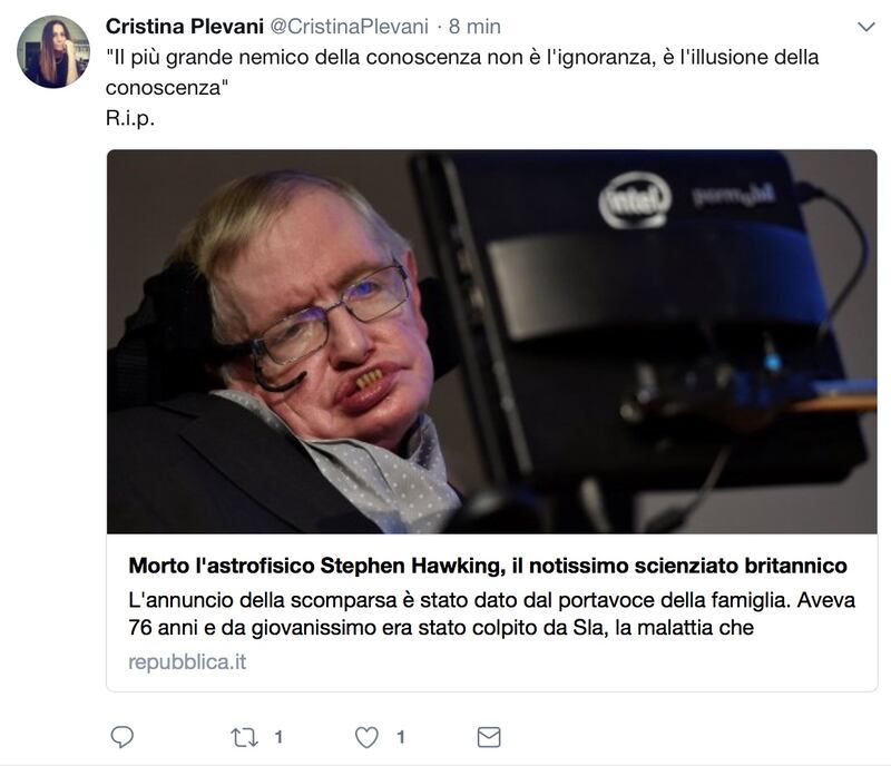 Stephen Hawking, le reazioni social sulla morte 4