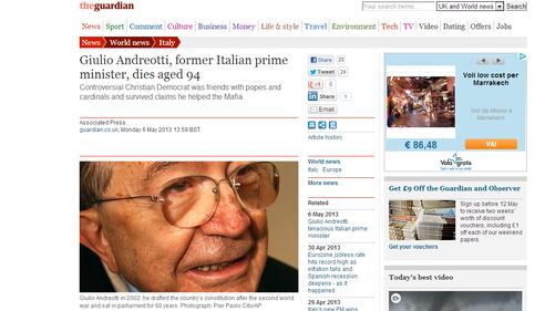 Morte di Andreotti: la stampa estera 1