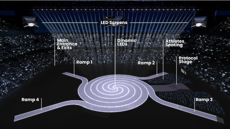 La struttura del palco della cerimonia olimpica. Foto www.olympics.com
