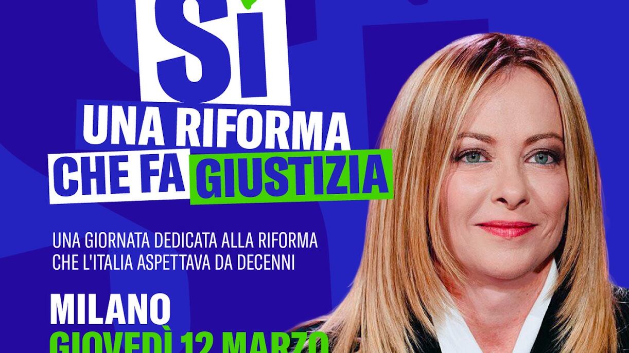 “Una riforma che fa giustizia”: l'evento di Fdi a sostegno del refendum. Presente anche Giorgia Meloni