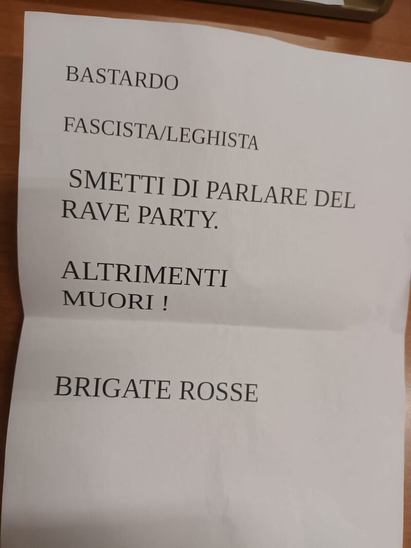 Lettera minacce Cinelli