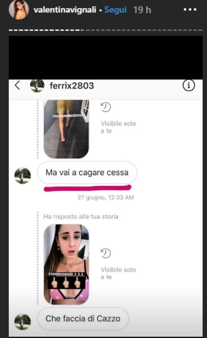 Valentina Vignali screenshot offese