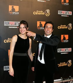 Kasia Smutniak con Pietro Taricone all'anteprima cinematografica del film "From Paris with love" a Roma (14 aprile 2010)