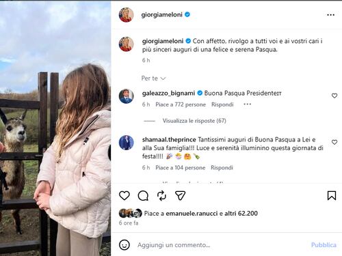 Pasqua, Meloni fa gli auguri e suor Monia Alfieri ringrazia. Polemiche e accuse ma poi torna il sereno