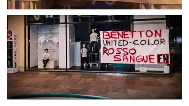 Alessandria, fa discutere striscione di Forza Nuova contro Benetton