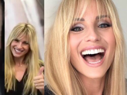 Michelle Hunziker tentenna prima di tagliare i capelli per Amici Celebrities