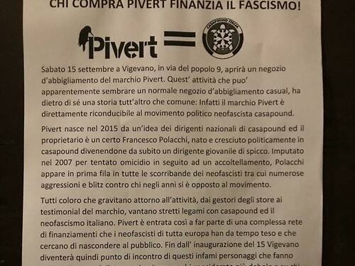 Vigevano, ancora polemiche per Pivert: "Quel marchio è fascista, non apra qui il negozio"