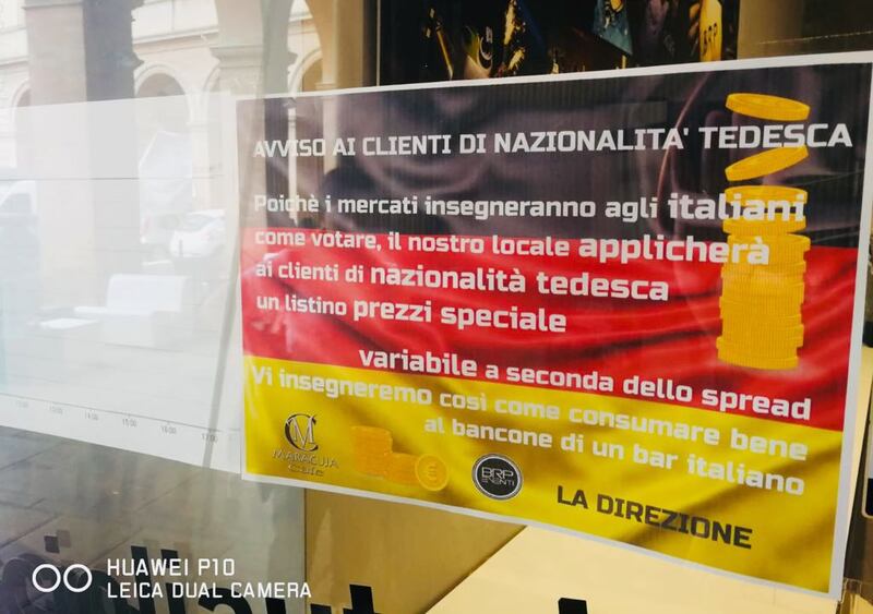 Governo, il cartello del bar contro i tedeschi 3