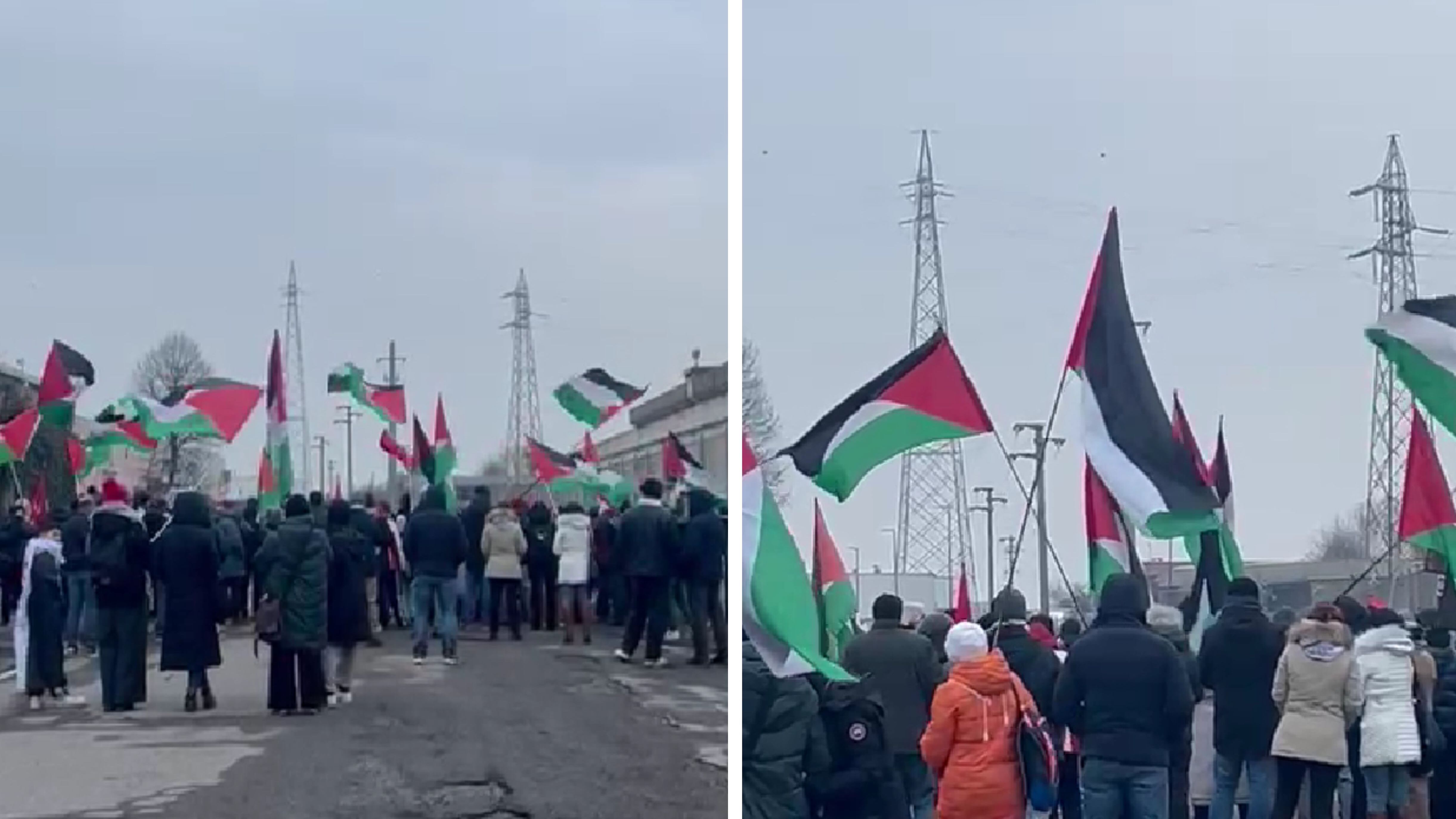 "Intifada fino alla vittoria". "Trump assassino". I cori pro-Pal al presidio per Hannoun