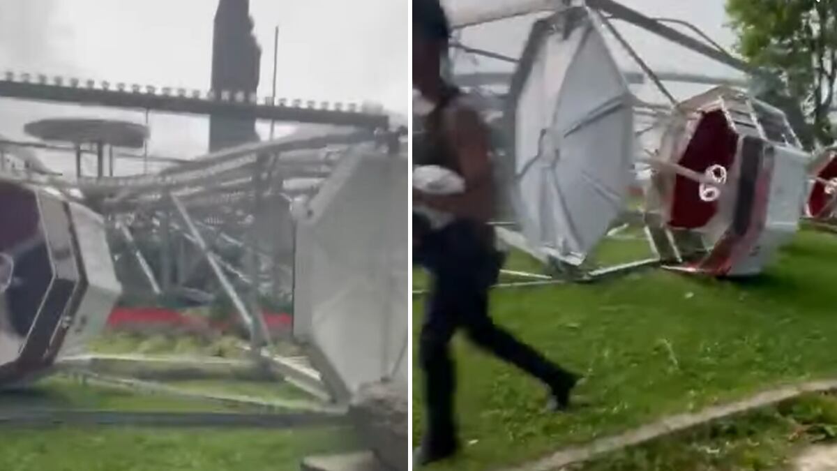 Forte vento a Lecco, crolla la ruota panoramica