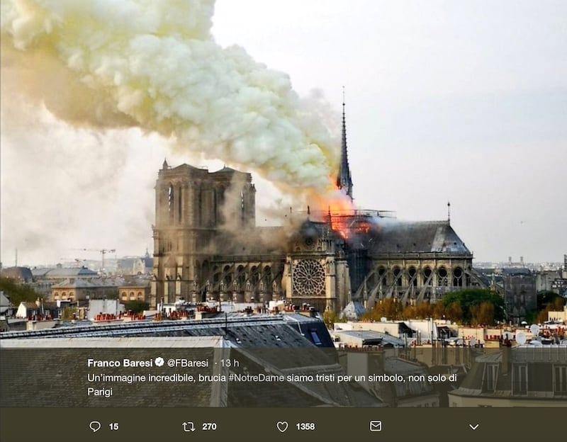 Notre Dame brucia, le reazioni vip: foto 7