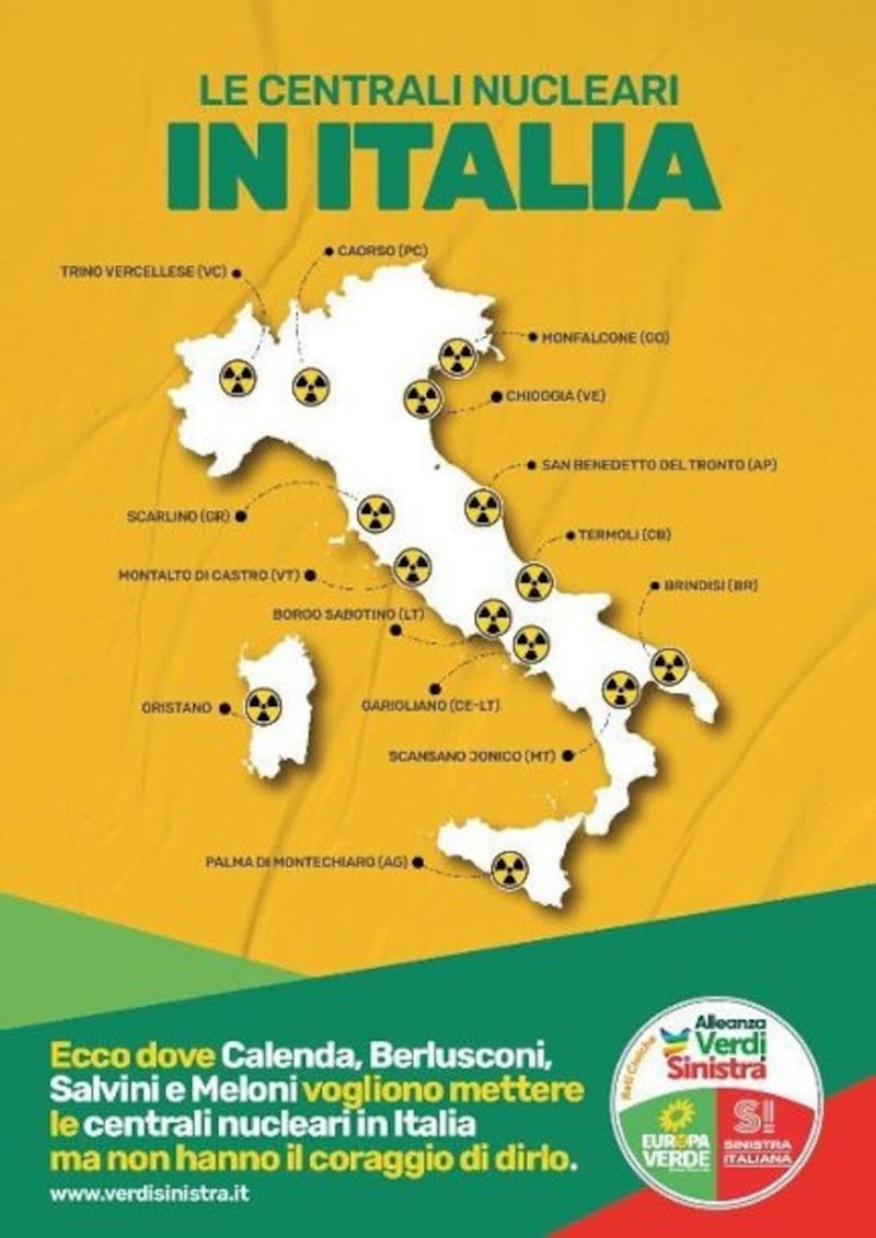 La mappa delle centrali nucleari dei Verdi