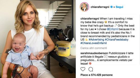 Chiara Ferragni sponsorizza il latte artificiale e fa infuriare il web. Poco dopo il post sparisce