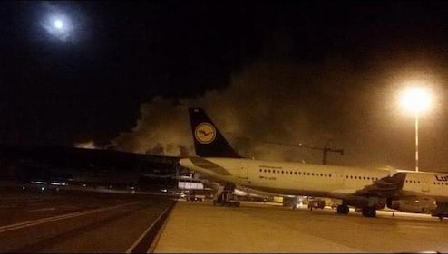 Incendio all'aeroporto di Fiumicino 1