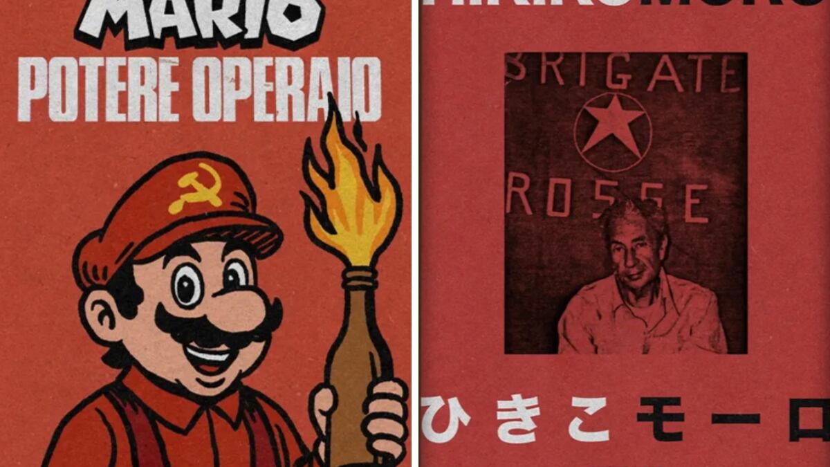 Super Mario "Potere Operaio" e "HikikoMoro". I poster choc che rendono "pop" il terrorismo