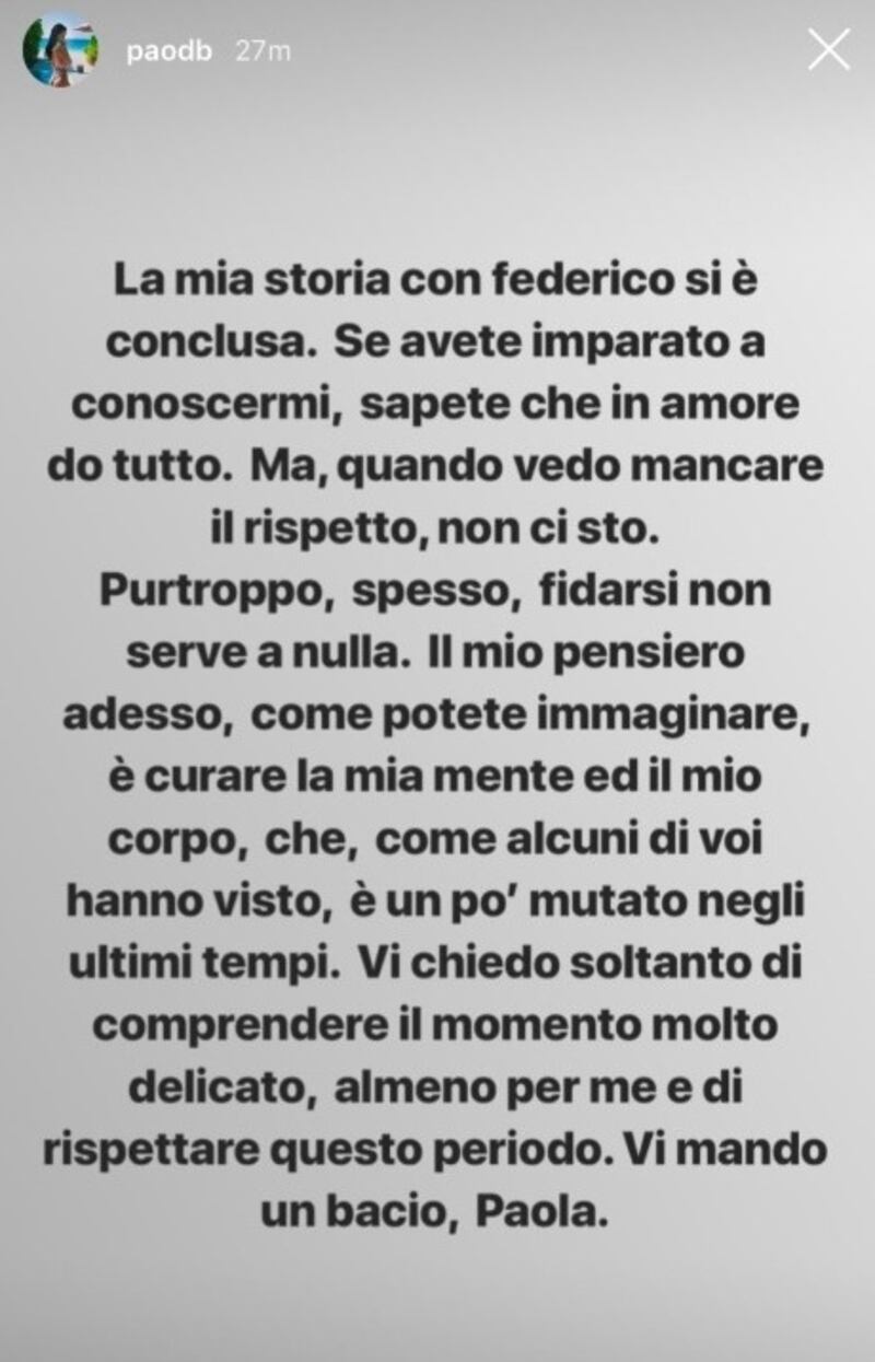 Paola di Benedetto sfogo
