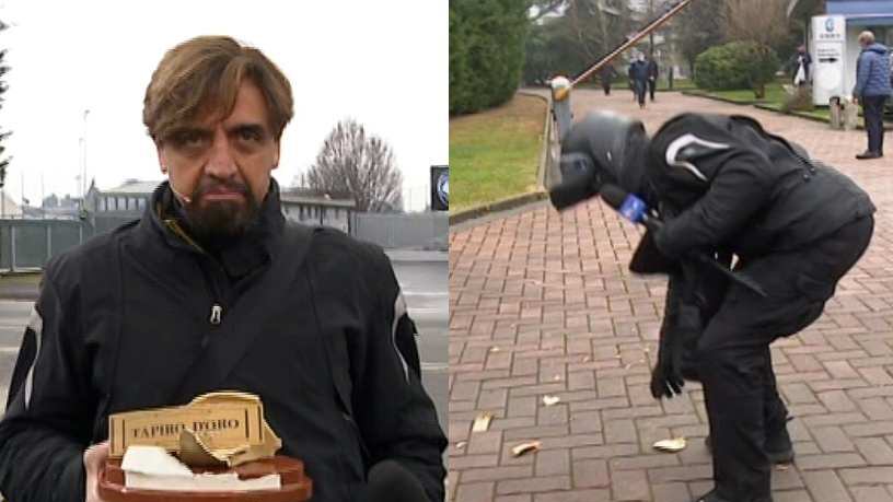 Striscia, il "Papu" Gomez non gradisce il tapiro e lo tira a Staffelli