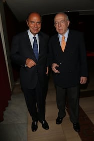 Bruno Vespa e il presidente di Mediaset, Fedele Confalonieri
