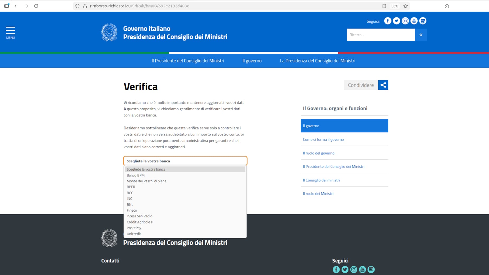 Truffa mascherata da “governo Italiano”: così rubano i dati bancari. Come difendersi