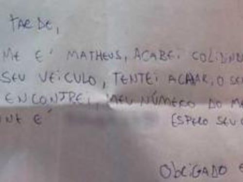 Brasile, tampona Porsche e lascia biglietto di scuse: la storia è virale