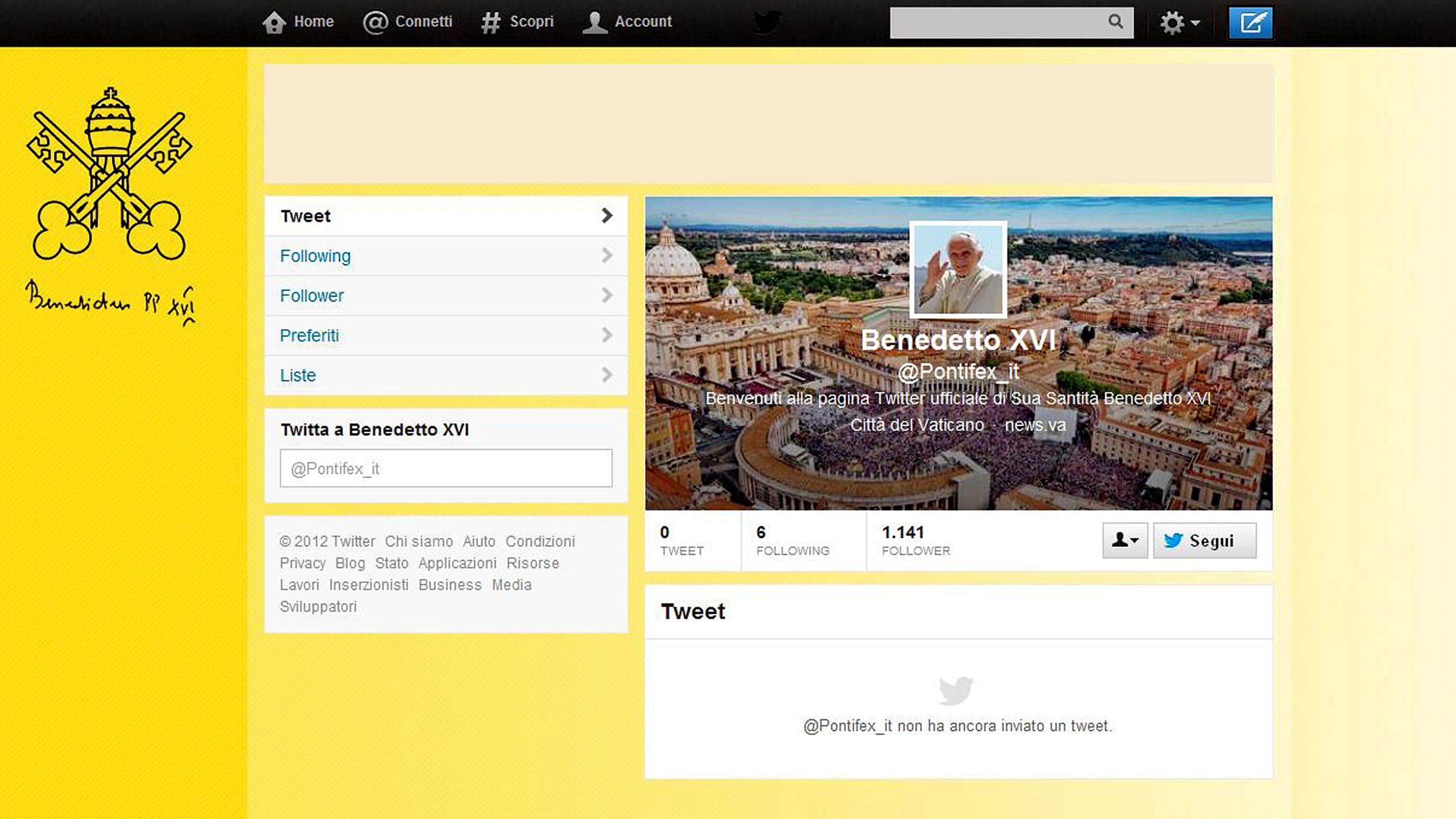 Il Papa sbarca su Twitter: dal 12 dicembre i primi cinguettii