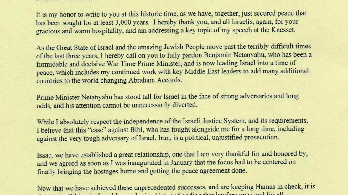 La lettera di Donald: "Grazia per Bibi"