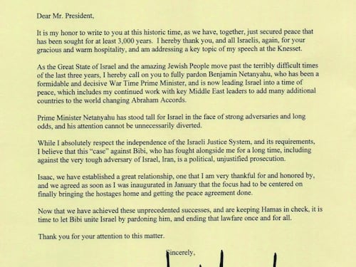 La lettera di Donald: "Grazia per Bibi"
