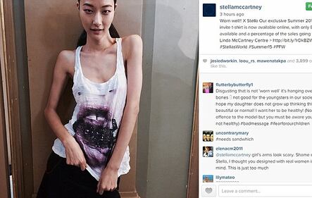 Bufera su Stella McCartney che posta su Instagram la foto di una modella anoressica 1
