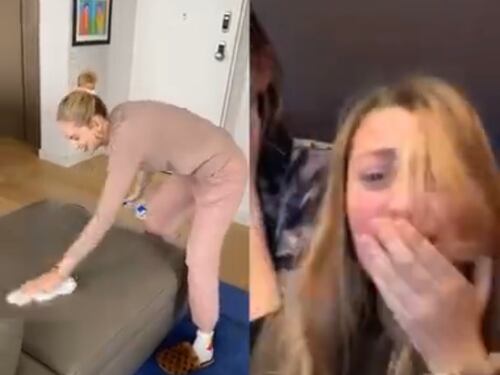Chiara Ferragni pulisce il divano, suo marito la prende in giro