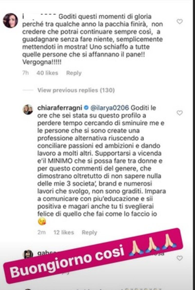 Chiara Ferragni vs hater