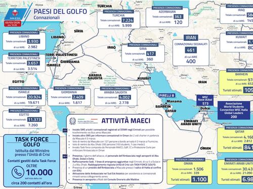 La mappa degli italiani nei Paesi del Golfo, Tajani: "Pronti nuovi voli"