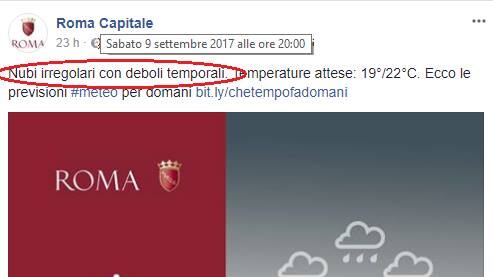 Ma il Campidoglio prevedeva: solo temporali deboli