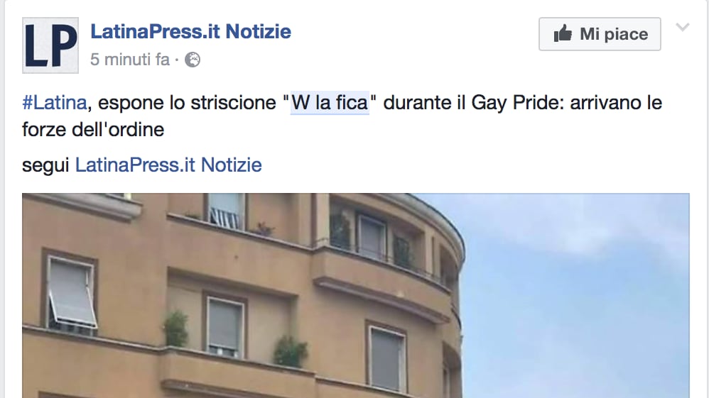"Al Gay Pride tirano fuori il birillo... E io non posso esporre W la fica"