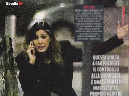 Belen Rodriguez piange al telefono con De Martino