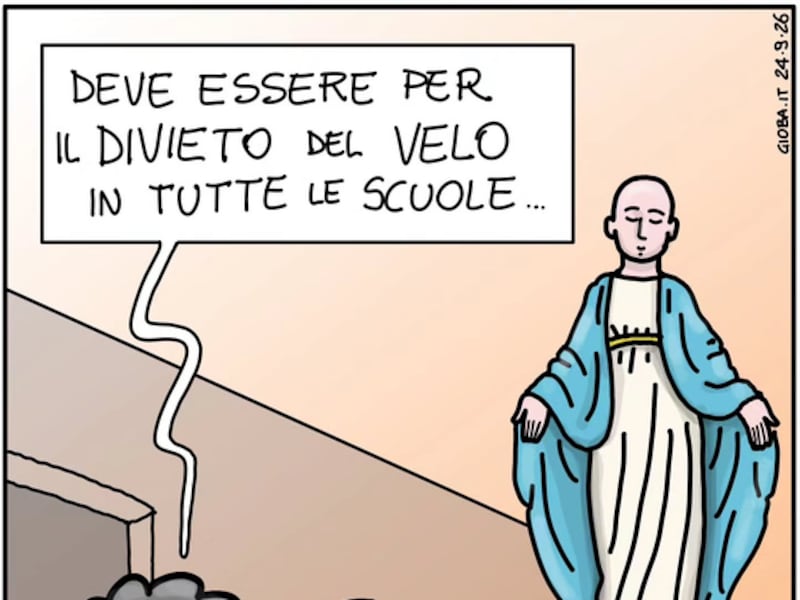 Prete critica il divieto del burqa a scuola con una vignetta sulla Madonna: scoppia la polemica