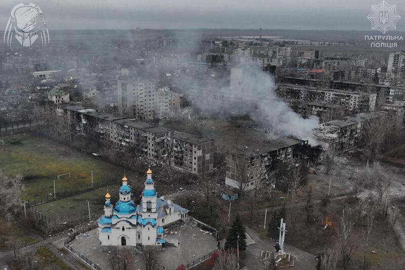 Città ucraina bombardata
